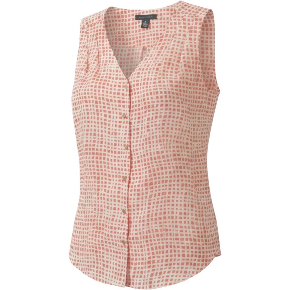 $39 XS Tommy Hilfiger Sleeveless Blouse coral geometric mini windowpane‎ white